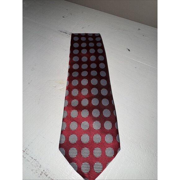Giorgio Armani Other - Giorgio Armani Mens Tie Red With Silver Dots 100% Silk Handmade In Italy Vintage
